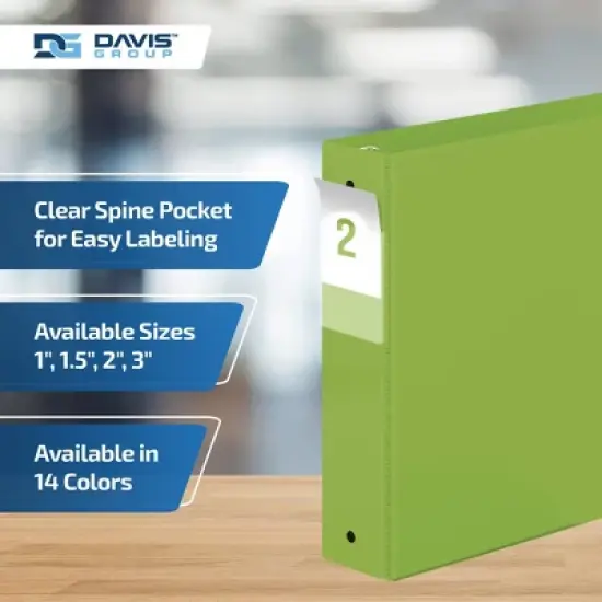 Premium Economy 2" Round Ring Binder 6pk Lime Green: Davis Group, Hard Cover, 400 Sheet Capacity, 2 Pockets image {4}