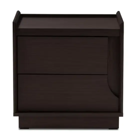 Larsine Finished 2 Drawer Nightstand Brown - Baxton Studio image {5}