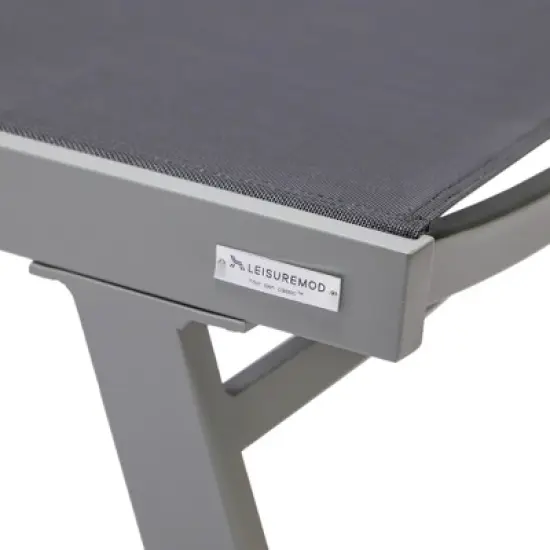 LeisureMod Marlin Modern Patio Sling Chaise Lounge Chair with Arms in Grey Aluminum &ndash; Outdoor Patio, Poolside, Balcony, Garden, Deck Seating image {11}