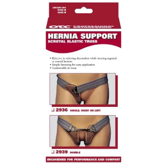 OTC Hernia Truss, Single Herniation, Inguinal Scrotal Treatment, Left or Right Side, Grey, Left image {3}