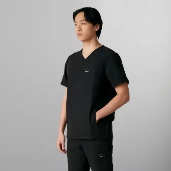 Members Only Men's Manchester V-Neck Scrub Top With Waist & Sleeve Pockets image {1}