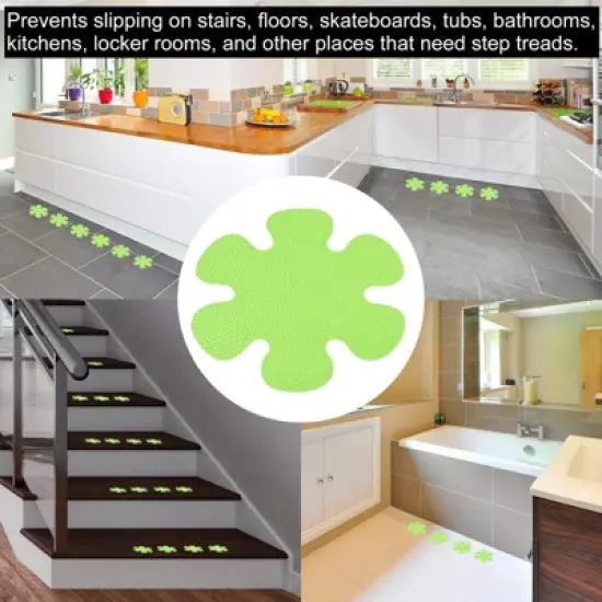 Unique Bargains Non Slip Bathtub Stickers Safety Shower Treads Adhesive Decal Flower Shape with Scraper Green 20 Pcs image {4}
