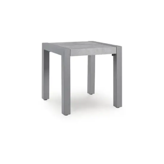 Signature Design by Ashley Moonlight View Outdoor End Table - Modern 23" Square Side Table with Weather-Resistant Sintered Stone Top - Gray image {5}