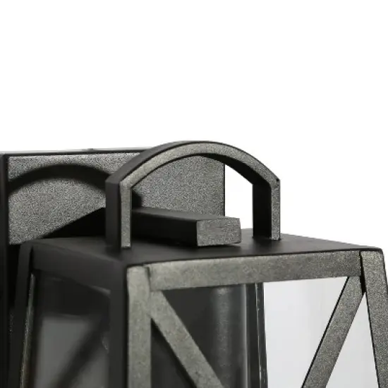 2pk 9" Metal/Glass Square Outdoor Wall Lights Matte Black - LNC image {4}