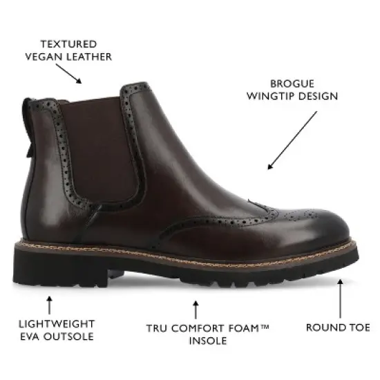 Vance Co. Hogan Tru Comfort Foam Wingtip Slip-on Chelsea Boot image {7}