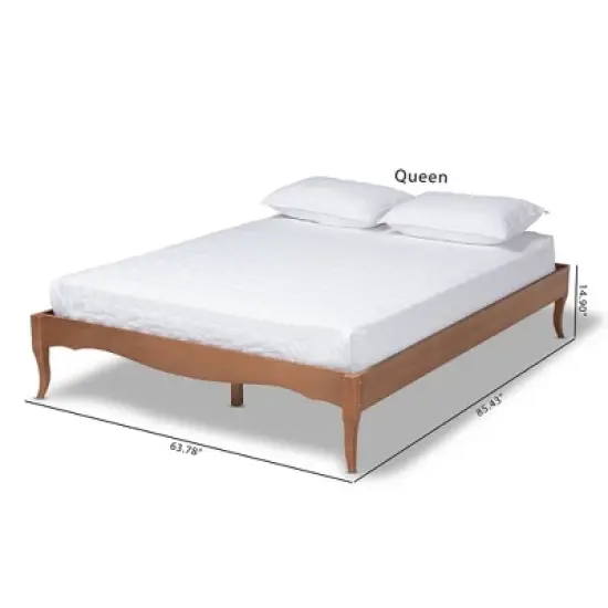 Marieke Wood Bed Frame Ash Walnut - Baxton Studio image {7}
