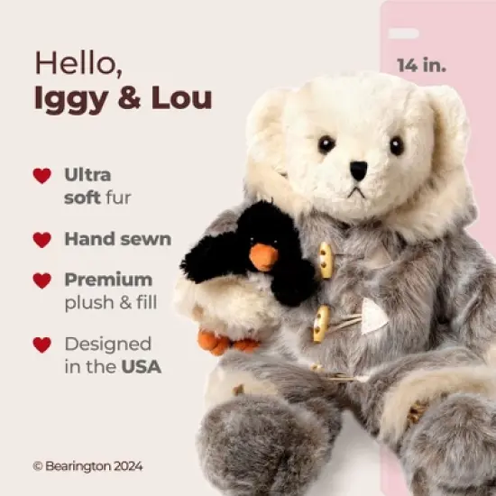Bearington Iggy and Lou, Penguin & Polar Bear for Christmas Decoration, 14 Inch Christmas Teddy Bear, Ideal Christmas Bear Gift image {5}