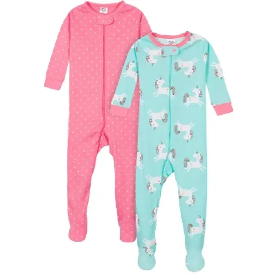 Gerber Baby & Toddler Girls Snug Fit Footed Cotton Pajamas, 2-Pack image {11}