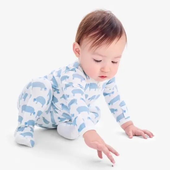 Primary Baby Organic Animal Friends Zip Footie image {11}