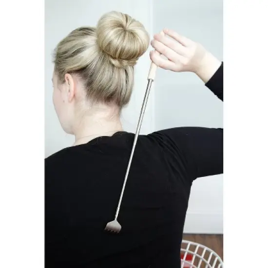 Extendable Back Scratcher with Wood Handle: Kikkerland, Portable Handheld Massager for Adults, Non-Toxic, Manual Use image {3}