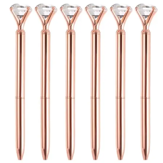 Unique Bargains Metal Sleek Design Medium Point Elegant Crystal Diamond Ballpoint Pen 6 Pcs image {5}