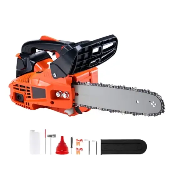 VEVOR Gas Chainsaw, 25.4CC 12" 1.2HP, Gasoline Powered Chain Saw, Handheld Cordless Petrol Chainsaws for Tree Wood Branch Cutting, Orange image {8}