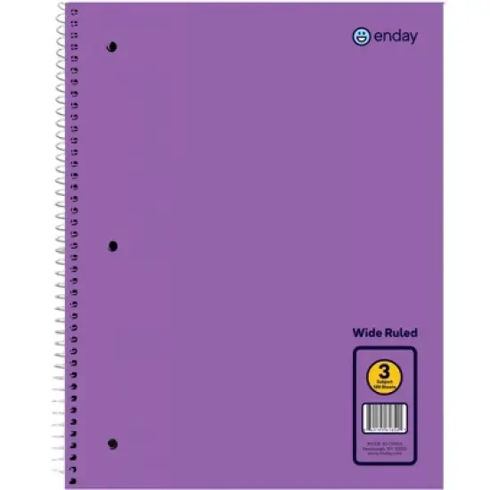 Enday 3-Subject Spiral Notebook Wide Ruled - 120 Sheets image {2}