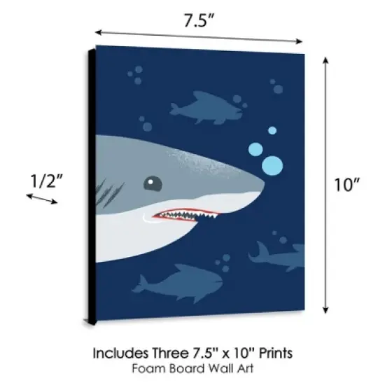 Big Dot of Happiness Shark Zone - Nursery Wall Art, Kids Room Decor and Jawsome Shark Home Decoration - Gift Ideas - 7.5 x 10 inches - Set of 3 Prints image {3}