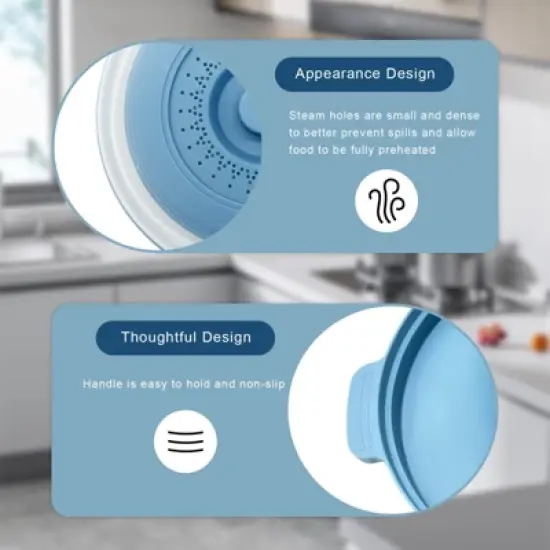 Itopfox Microwave Food Cover with Handle - Collapsible Vented Silicone Splash Guard & Tray for Heating, Doubles as Draining Basket for Washing Fruits image {6}