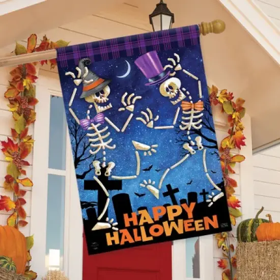 Briarwood Lane Halloween House Flag 40x28 For Outdoor Dancing Skeletons For Halloween House Flag image {3}