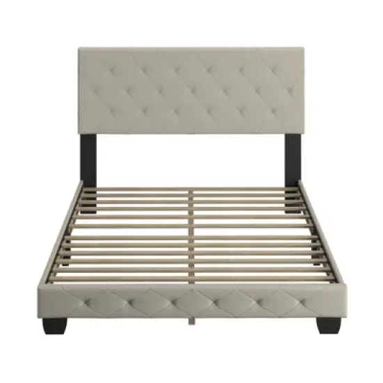 Reese Button Tufted Linen Upholstered Platform Bed Frame - Eco Dream image {1}