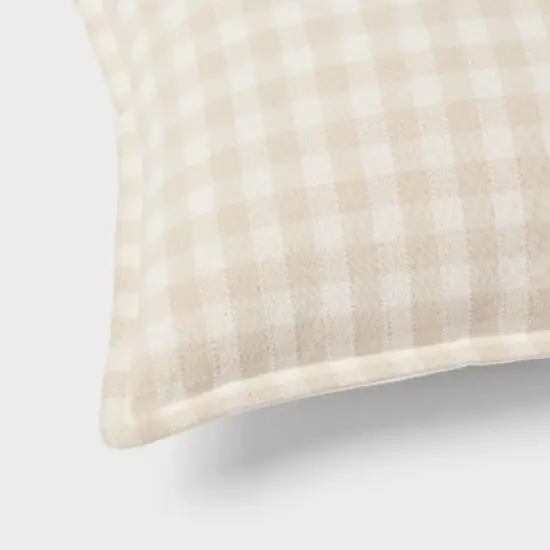 Gingham OS Oblong Dec Pillow Khaki/Ivory - Threshold&trade;: Cotton Rectangle Lumbar Support, Indoor Use image {3}