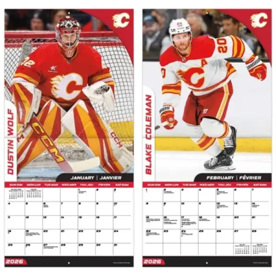 NHL, Trends International 2026 Calgary Flames Bilingual French12"x12" Wall Calendar image {5}