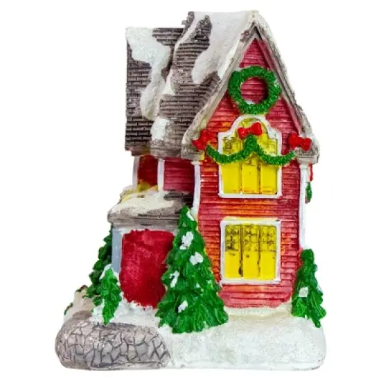 Northlight LED Lighted Snowy House Christmas Village Decoration - 5" - Red image {2}