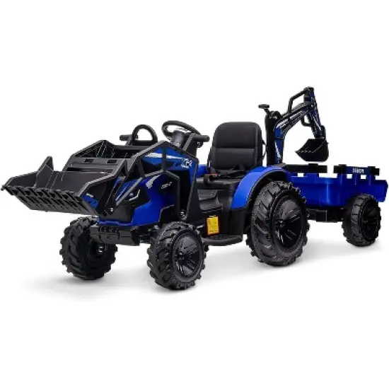 3-in-1 Ride-on Car, Ride-on Tractor with Bucket, Excavator Trailer with Remote Control, EVA Tires, LED Lights, Music, USB Port image {5}