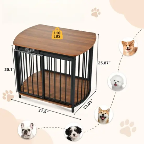DSVIMOY Dog Crate for Small and Medium Dogs, Wooden Dog Crate End Table with Double-Doors, Brown, 31.5"*23.03"*25.87" image {2}