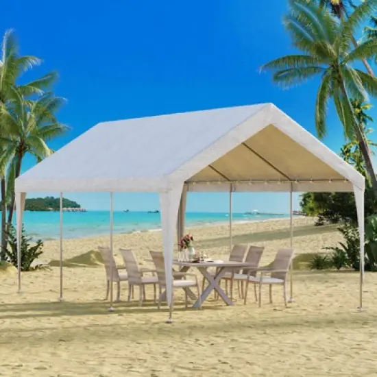 EROMMY 10 Ft X 20 Ft Carports Heavy Duty,White image {3}