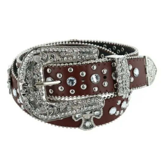 CTM Women's Cross Concho Western Rhinestone Belt image {4}