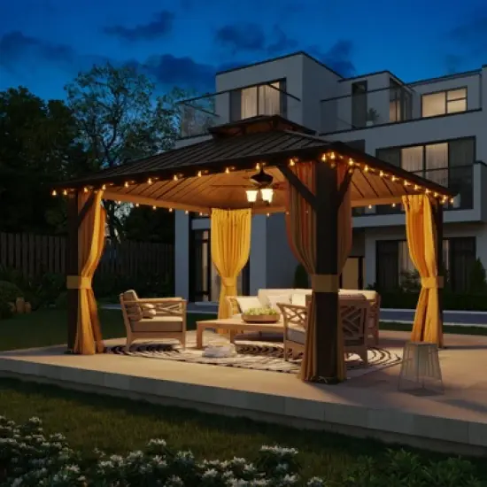 EROMMY Aluminum Patio Gazebo, Hardtop Gazebo With Galvanized Steel Roof And Aluminum Frame image {12}