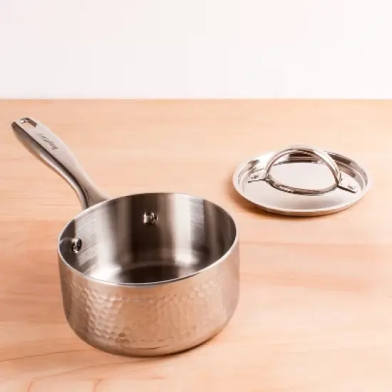 BergHOFF Vintage Copper Tri-Ply Saucepan, Stainless Steel Lid, Hammered image {2}