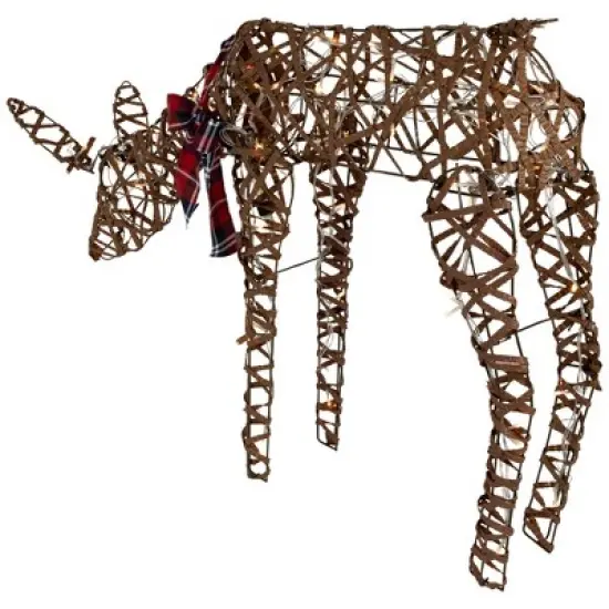 Northlight 35" LED Lighted Feeding Rattan Reindeer Outdoor Christmas Decoration image {4}