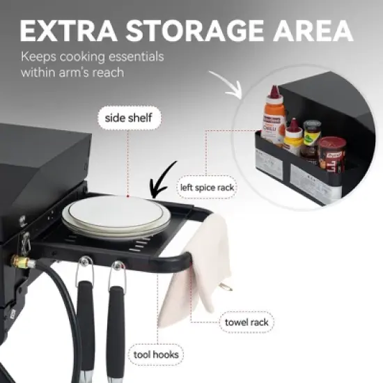 RoyalGourmet Portable 3-Burner Gas Griddle PD3001TG Black image {6}