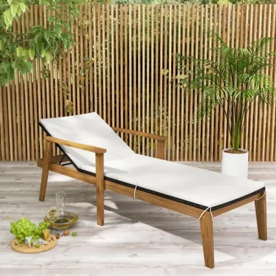 Tangkula Outdoor Chaise Lounge Chair w/ Armrests & 4-Level Backrest Adjustment image {9}