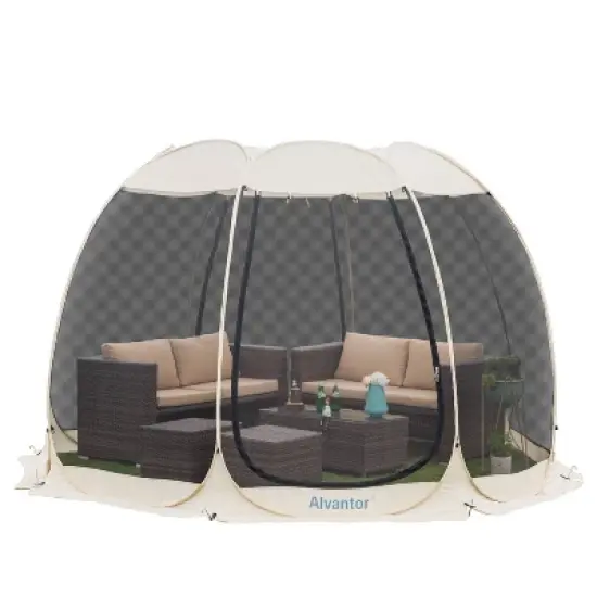 Alvantor Outdoor Pop Up Portable Gazebo Tent with Mesh Netting Screened Shelter Beige image {7}