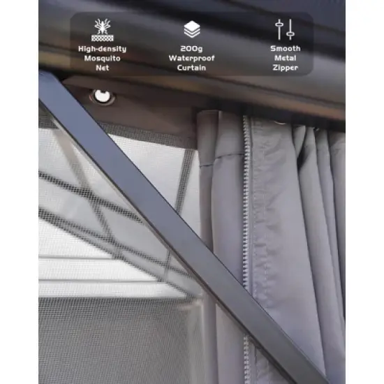 Outdoor Gazebo, Heavy Duty Hardtop Gazebo with Aluminum Frame, Double Roof Canopy, Curtains and Netting, Pergolas for Patios, Garden, Lawns image {1}