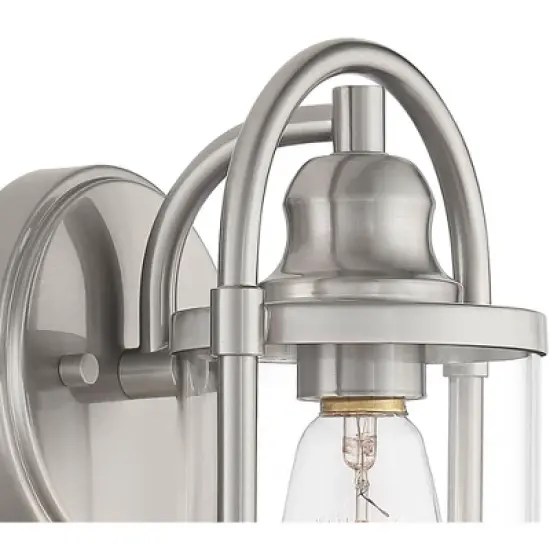 John Timberland Rustic Farmhouse Outdoor Wall Light Fixtures Set of 2 Brushed Nickel 10 1/4" Clear Glass for Exterior Barn Deck House Porch Yard Patio image {2}