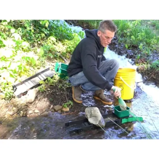 Sluice Fox 31 inch Sluice Box Compact Gold Panning Kit; portable sluice box and 2 classifier sifting pans; classify while you sluice with this patente image {1}