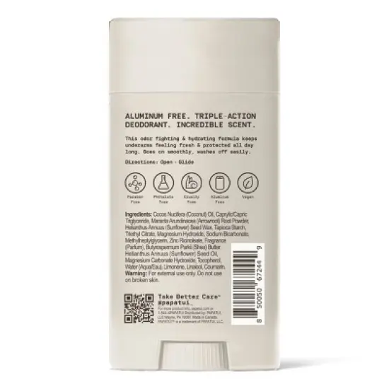 Papatui Men's Aluminum-Free 48-Hour Odor Protection Solid Deodorant - Lush Coconut - 2.6oz image {9}