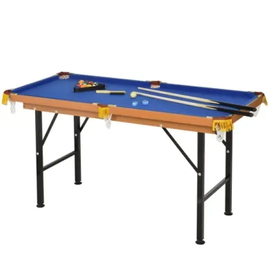 Soozier 55'' Portable Folding Billiards Table Game Pool Table for Kids Adults With Cues, Ball, Rack, Brush, Chalk image {7}