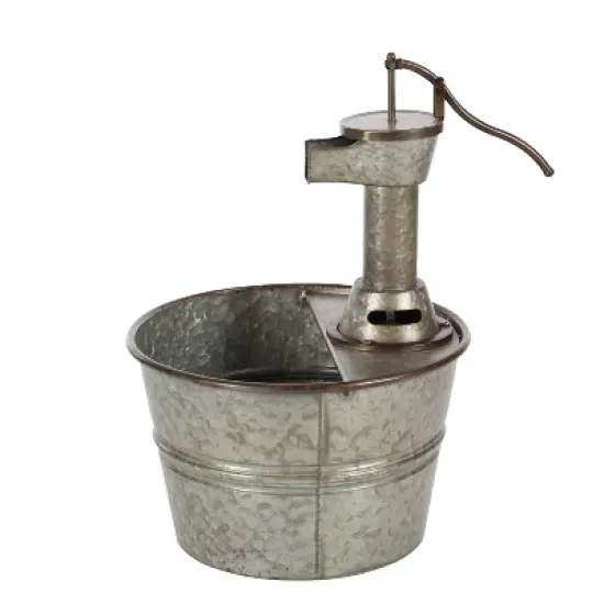 18" x 15" Farmhouse Metal Fountain Gray - Olivia & May image {6}