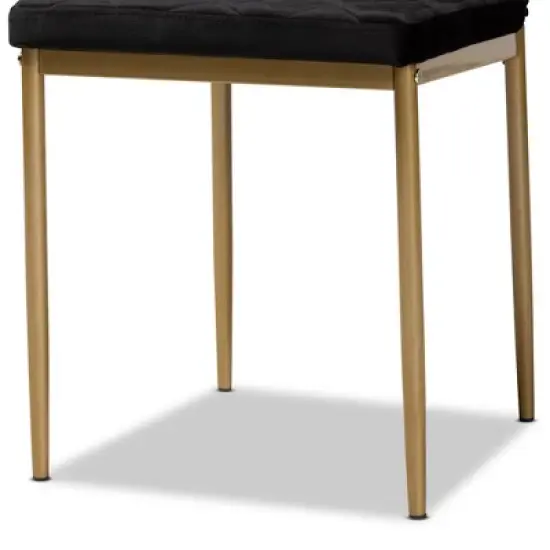 4pc Blaise Velvet Fabric Upholstered and Metal Dining Chair Set - Baxton Studio image {3}