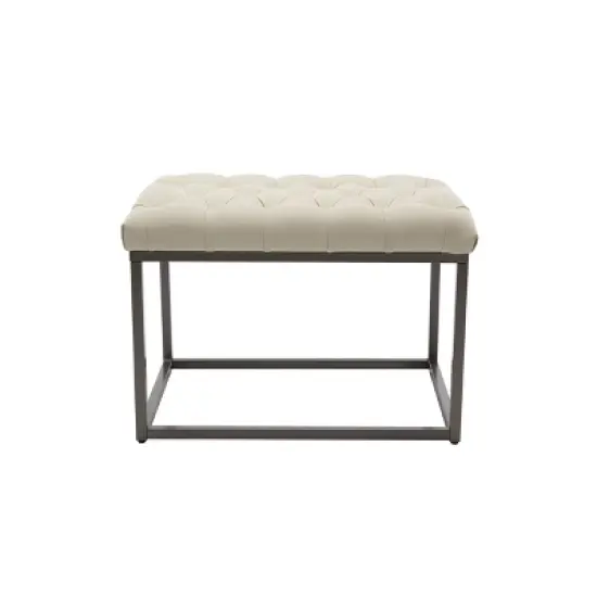 24" Button Tufted Metal Ottoman - WOVENBYRD image {7}