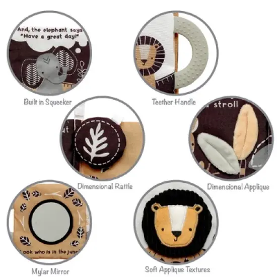 Lambs & Ivy Jungle Story Developmental Soft Book & Lion Plush Toy Gift Set image {3}