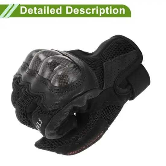 Unique Bargains Full Finger Motorcycle Gloves Carbon Fiber Pattern 1 Pair image {4}