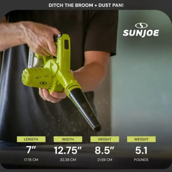 Sun Joe 24 Volt IONMAX Work Shop Blower and Vacuum, Battery & Charger, Green/Black &ndash; Electric Powered Portable Lawn Tools, 24V-WSB-LTE image {2}