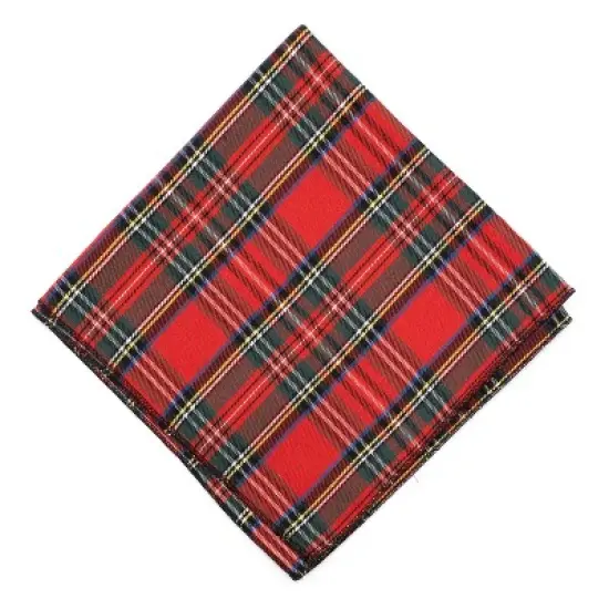 The Worthy Dog Red Black Multicolored Plaid Classic Square Tie-On Bandana image {1}