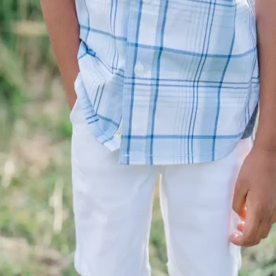 Hope & Henry Boys' Stretch Short Sleeve Button Down Shirt, Infant image {3}