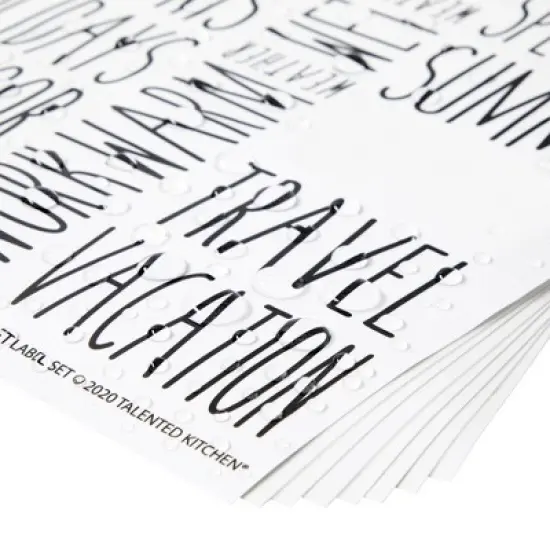 Talented Kitchen 133 Closet Labels for Bins, Baskets, Preprinted Black All Cap Stickers for Clothing Organization, Storage Containers, Water Resistant image {3}