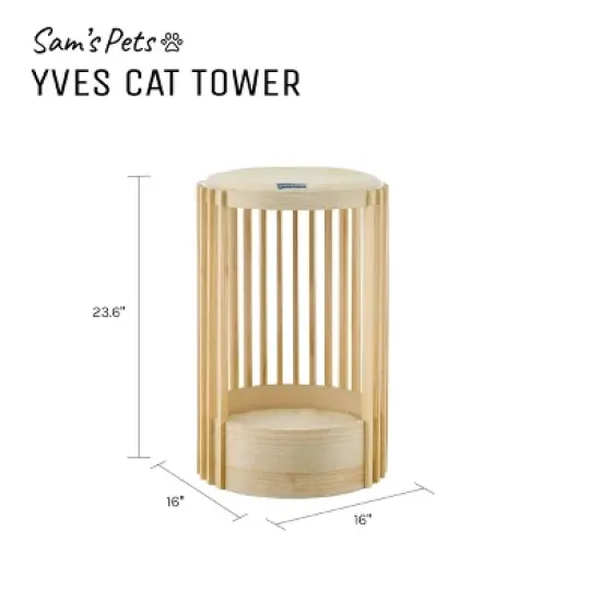 Sam's Pets Yves 24"Cat Tower in Natural oak image {4}
