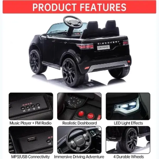 Kids Ride On Cars, Licensed Land Rover, 12V 4.5Ah Battery-Powered Electric Toy Car for Kids,2 Motors, 3 Speeds,Safety Belt image {1}